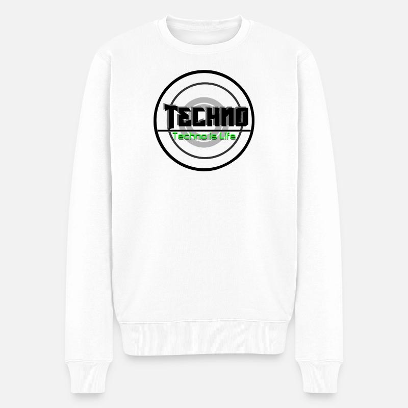 Techno Is Life Neon Logo - Männer Premium Bio Pullover - Weiß