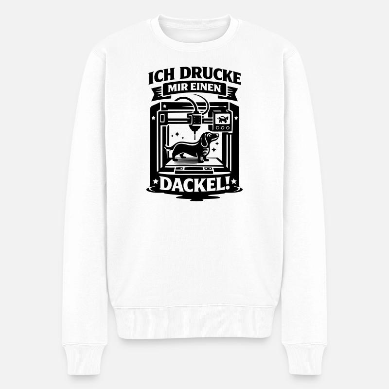 Dackel 3D Drucker Basteln Hund - Männer Premium Bio Pullover - Weiß