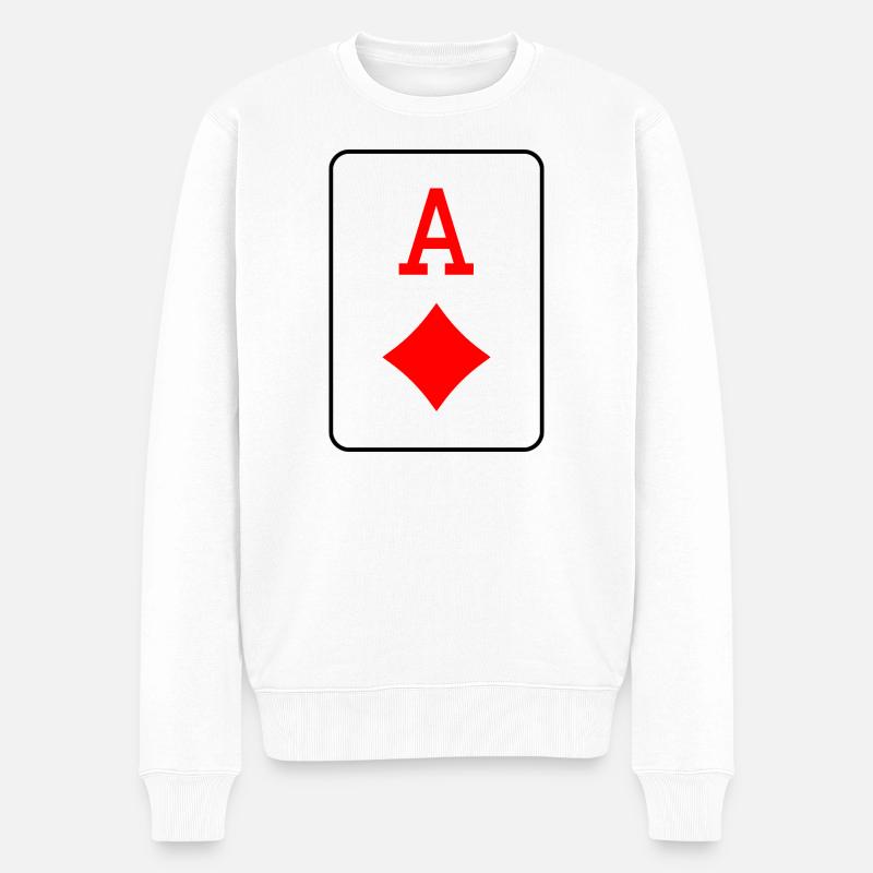 Karo-Ass - Männer Premium Bio Pullover - Weiß