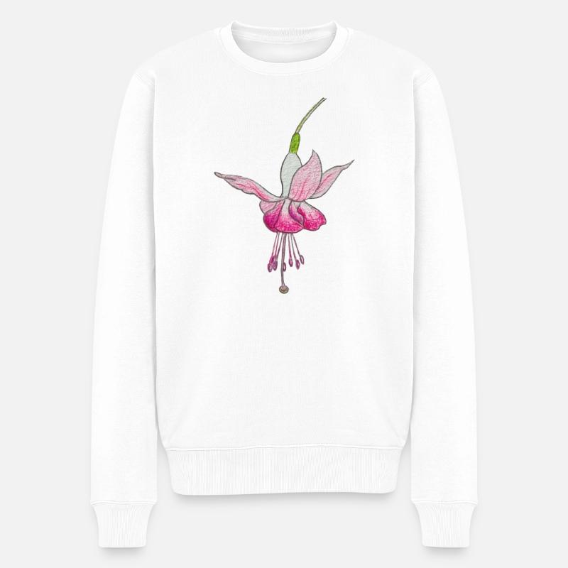 Fuchsienblüte - Männer Premium Bio Pullover - Weiß