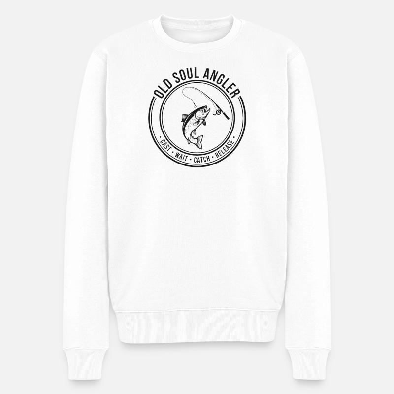OLD_SOUL_ANGLER - Männer Premium Bio Pullover - Weiß