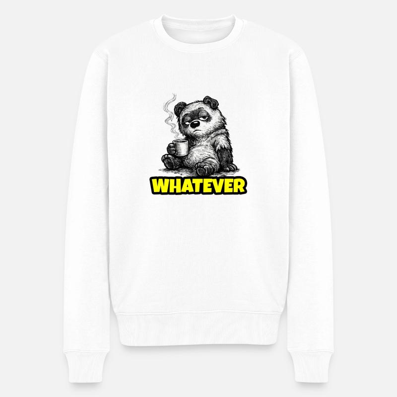 Whatever – Grumpy Bear Coffee (Sketch) - Pull Premium bio Homme - blanc