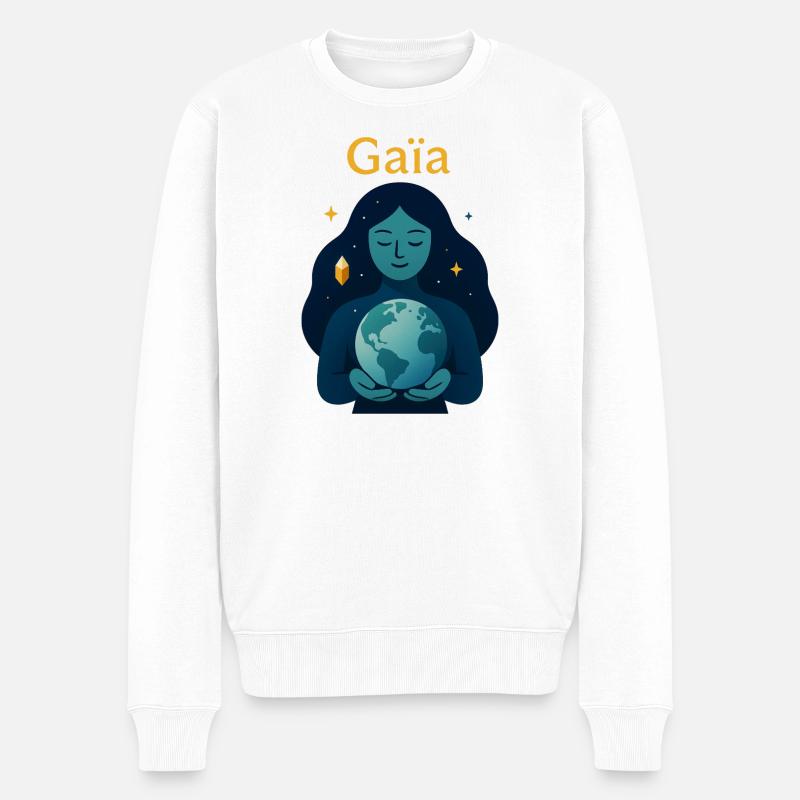 Ewige Kosmische Gaia - Männer Premium Bio Pullover - Weiß