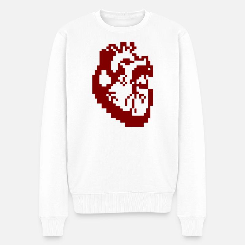 Schwarzes Herz Pixel Anatomie - Männer Premium Bio Pullover - Weiß