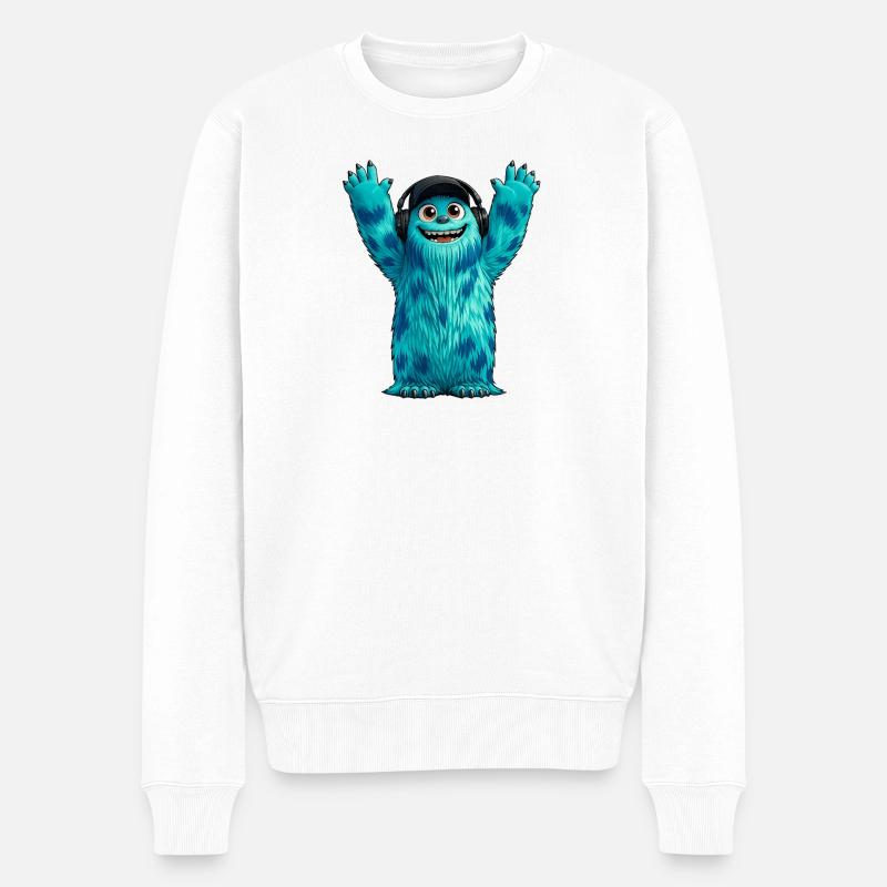 Monster Fluffonster® - DJ Fluffo - Hands Up - Männer Premium Bio Pullover - Weiß