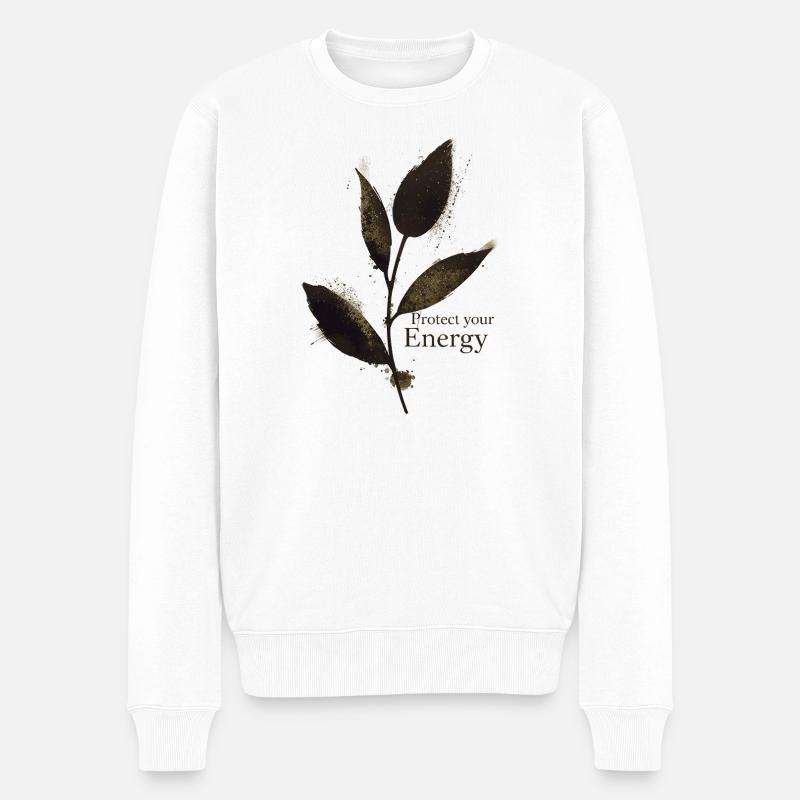 Protect Your Energy - Achtsamkeit  - Männer Premium Bio Pullover - Weiß