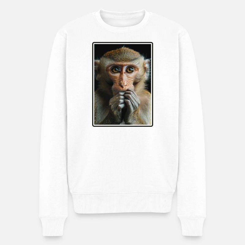 Makaken Makake - Männer Premium Bio Pullover - Weiß