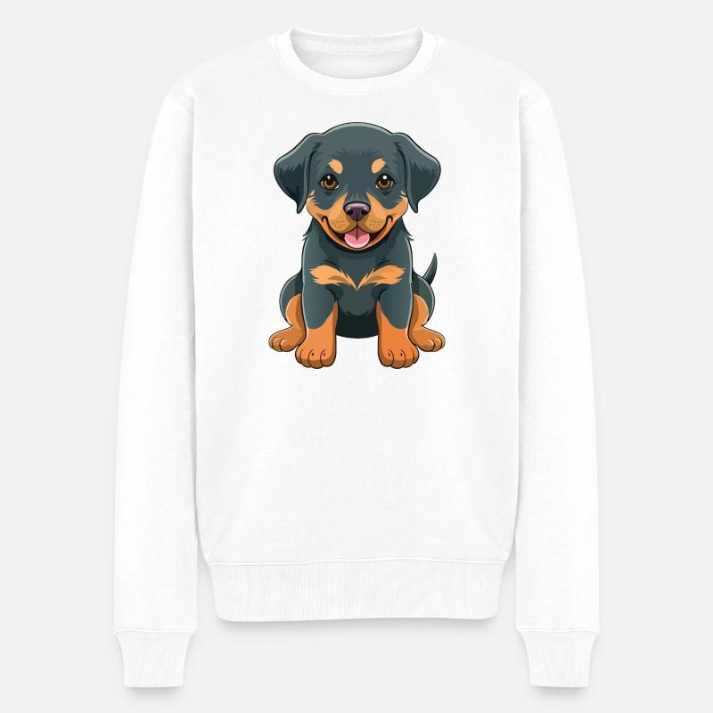Rottweiler Welpe Cartoon  - Männer Premium Bio Pullover - Weiß