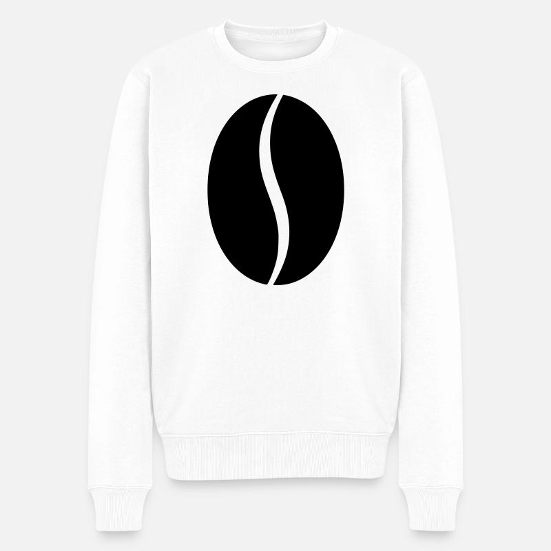 Kaffeebohne Bohne Silhouette - Männer Premium Bio Pullover - Weiß