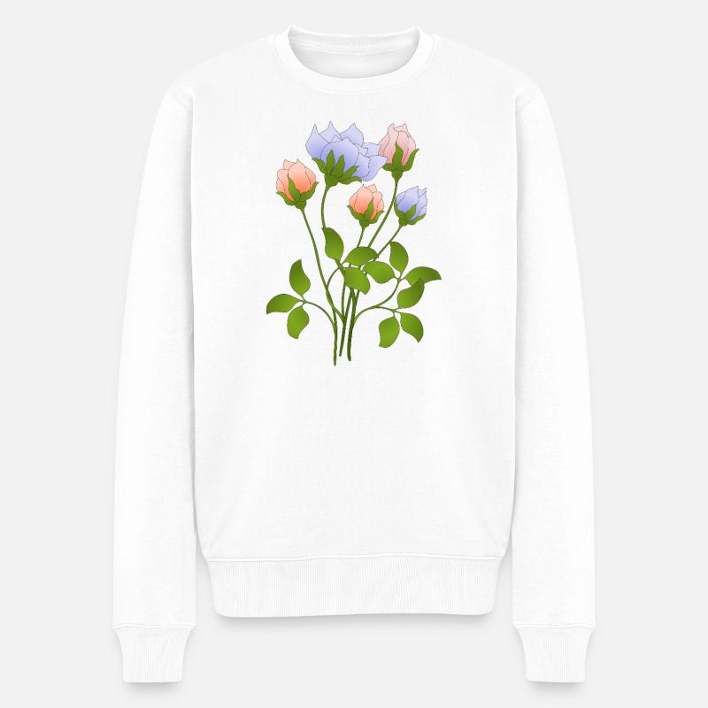 Blumen - Männer Premium Bio Pullover - Weiß