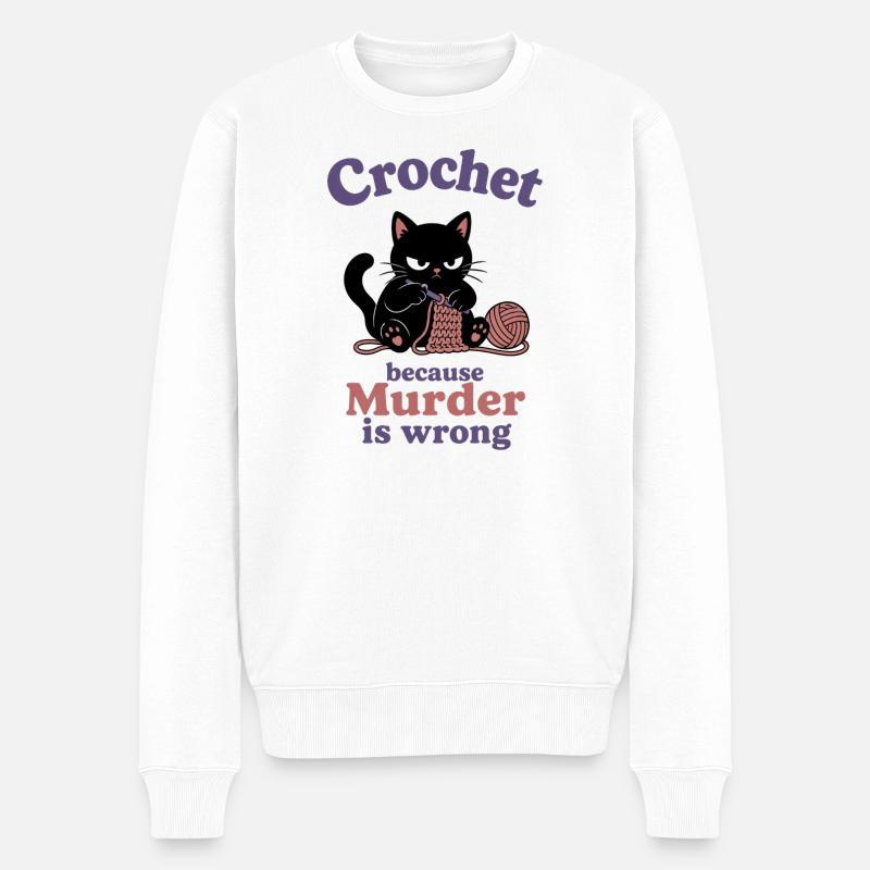 Crochet Because Murder Is Wrong - Männer Premium Bio Pullover - Weiß