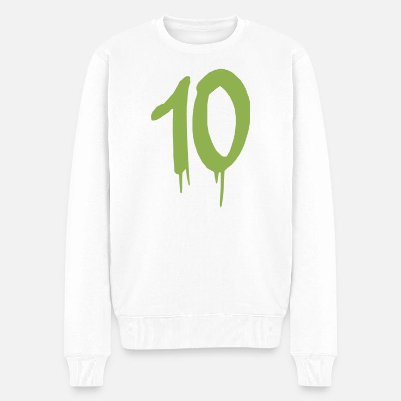 10 - Männer Premium Bio Pullover - Weiß
