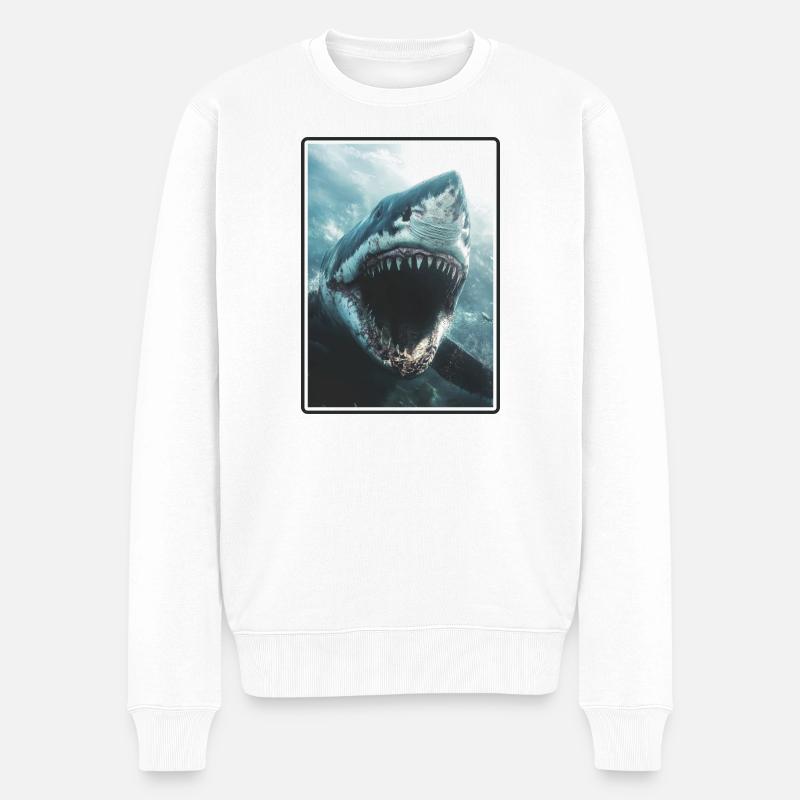 Haie Hai - Männer Premium Bio Pullover - Weiß