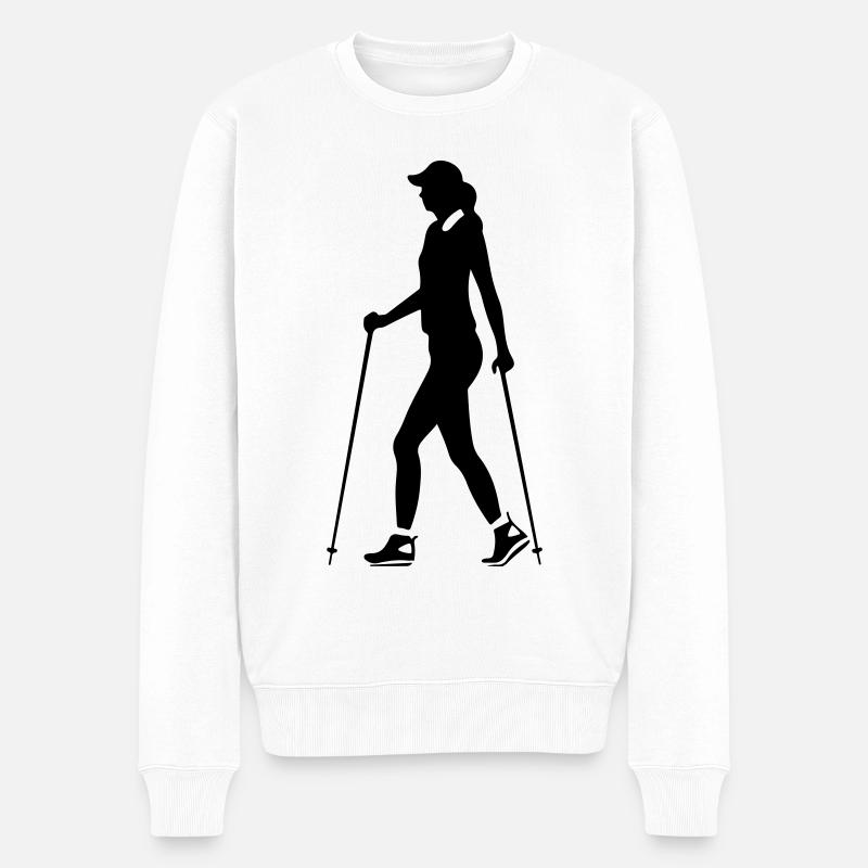 Marche Nordique Femme Silhouette - Pull Premium bio Homme - blanc
