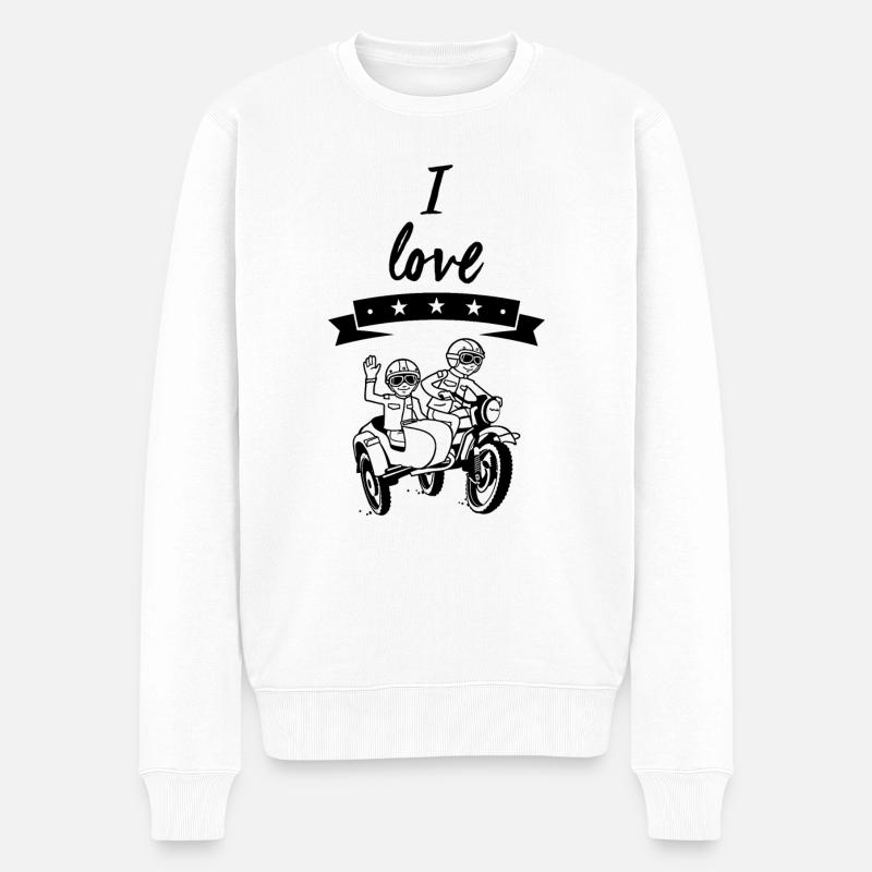 I love Ural Beiwagen Motorradgespann Motorrad - Männer Premium Bio Pullover - Weiß