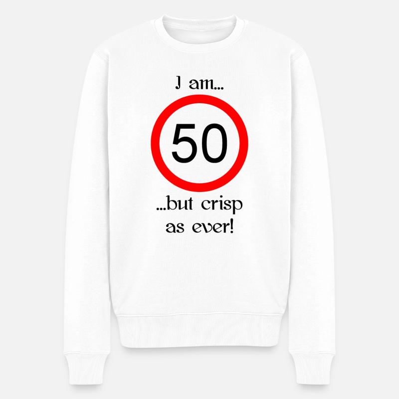 50 years but crisp script black - Männer Premium Bio Pullover - Weiß