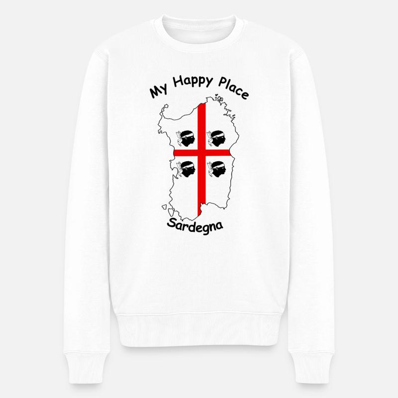 My happy place: Sardegna - Männer Premium Bio Pullover - Weiß