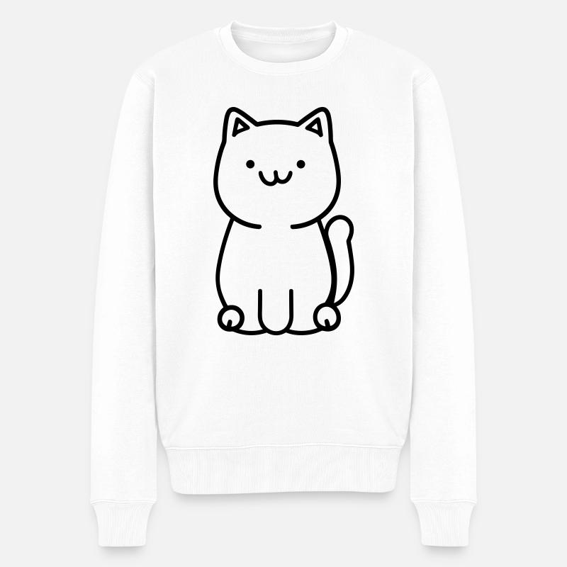 Katze - Männer Premium Bio Pullover - Weiß