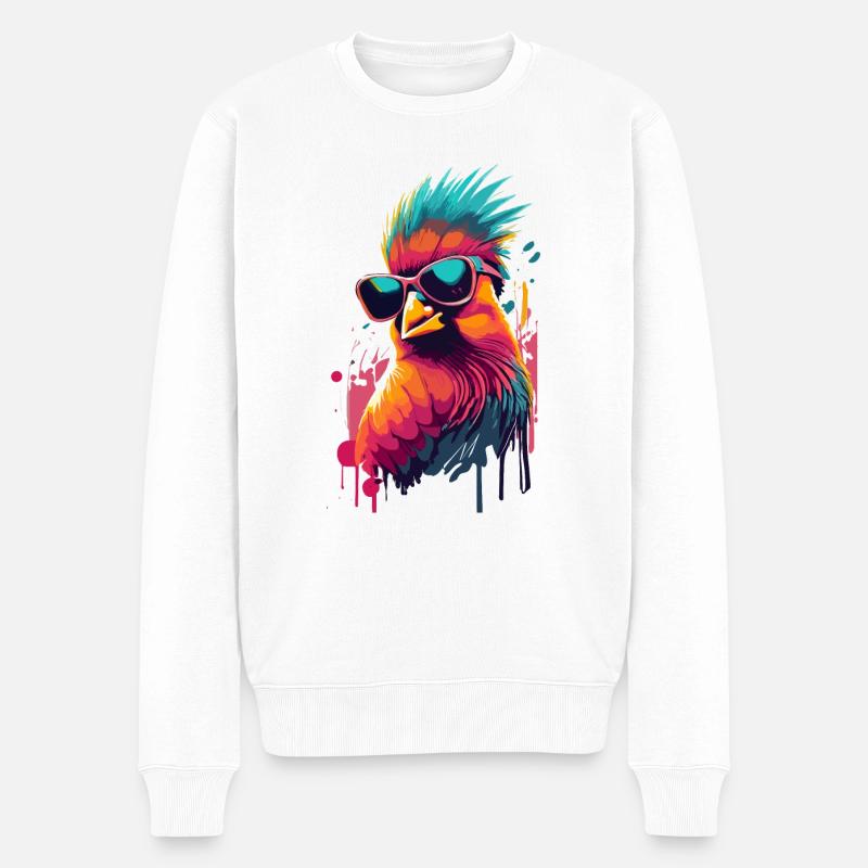 Rotkardinal Kardinal Vogel - Männer Premium Bio Pullover - Weiß