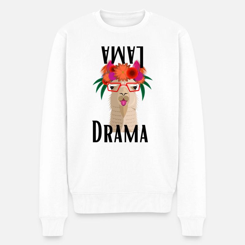 Drama Lama - Männer Premium Bio Pullover - Weiß