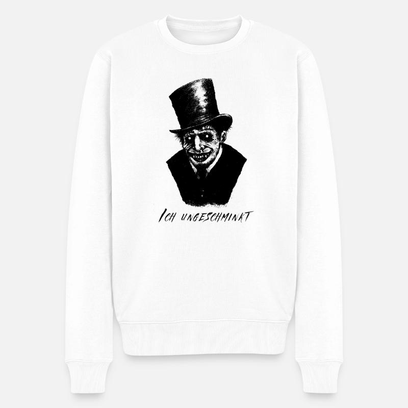 Halloween Horror Grusel Mann Ungeschminkt 01 - Männer Premium Bio Pullover - Weiß