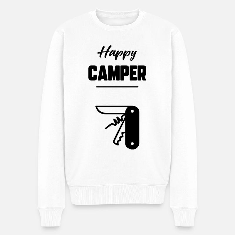 Glücklicher Camper - Männer Premium Bio Pullover - Weiß