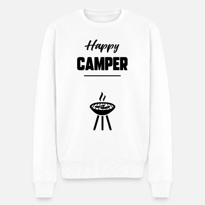 Glücklicher Camper - Männer Premium Bio Pullover - Weiß