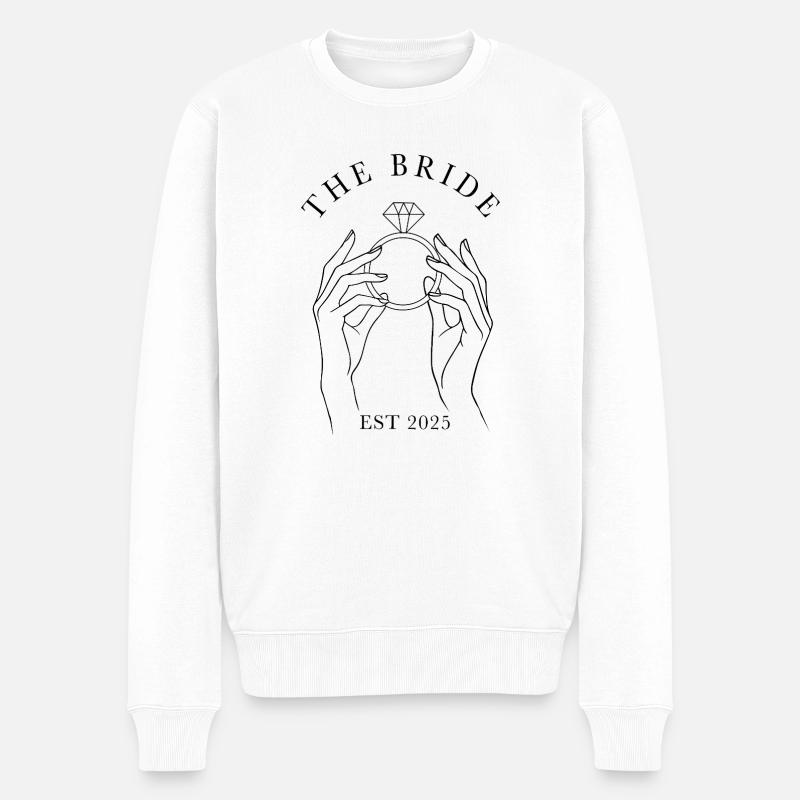 Hände mit Ring - The Bride, est 2025 - Männer Premium Bio Pullover - Weiß