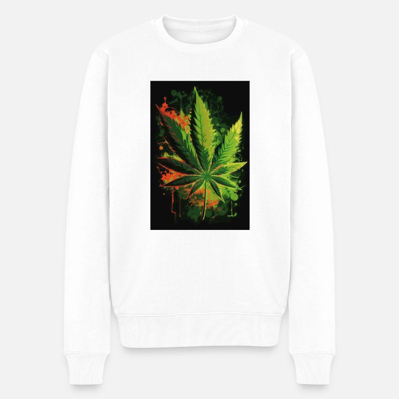 Marihuana Pflanze - Männer Premium Bio Pullover - Weiß