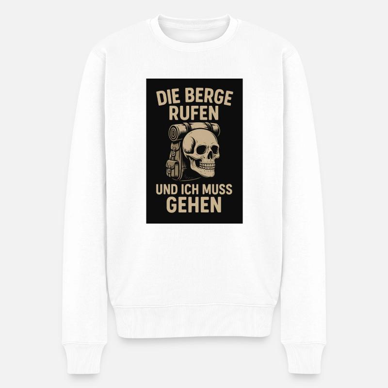 Die Berge rufen - Männer Premium Bio Pullover - Weiß