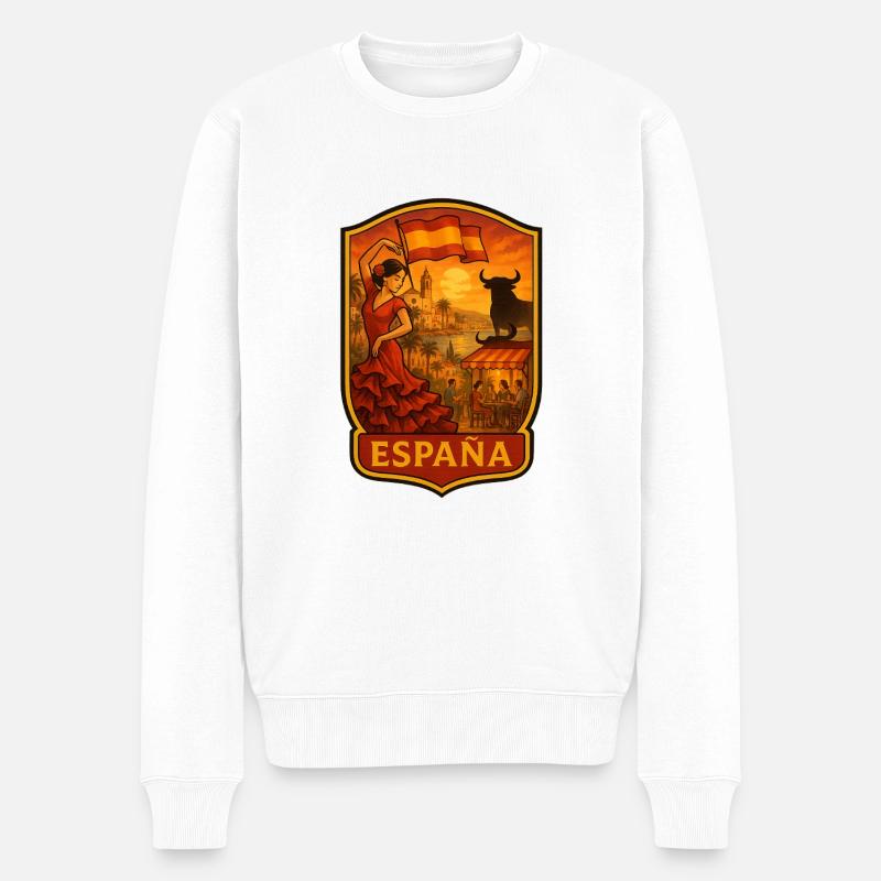 Spanien - Männer Premium Bio Pullover - Weiß