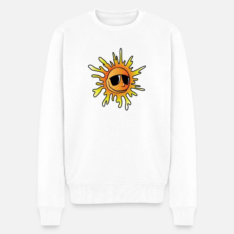 Sonne Comic - Männer Premium Bio Pullover - Weiß