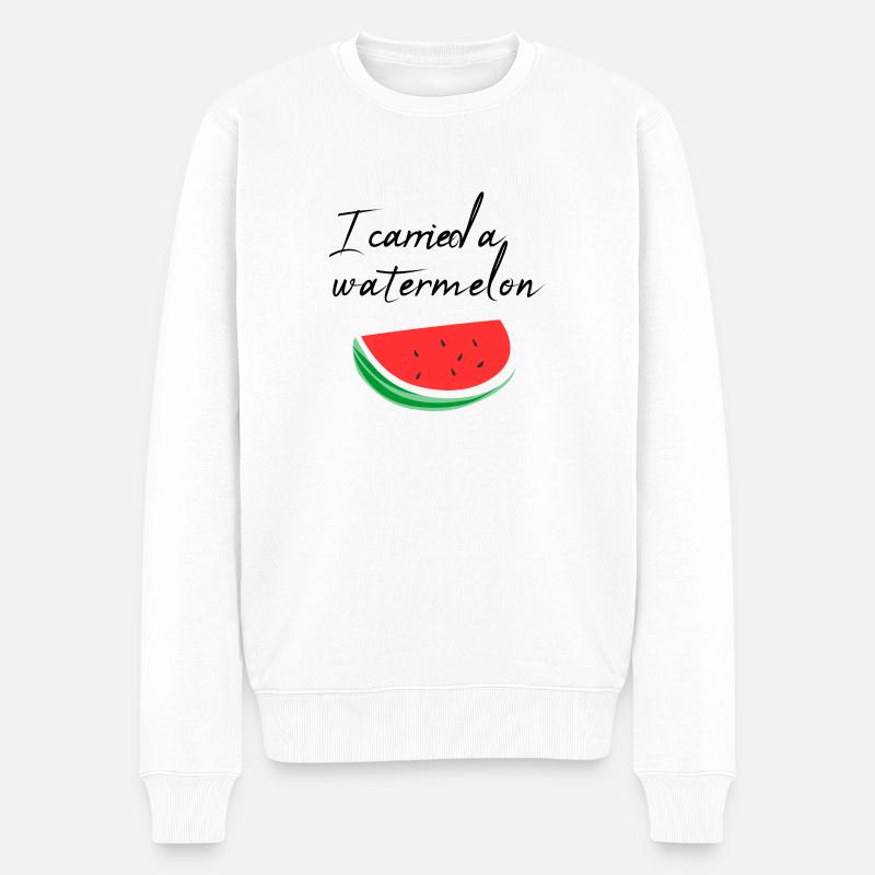 Ich habe eine Wassermelone getragen / Geschenk - Männer Premium Bio Pullover - Weiß