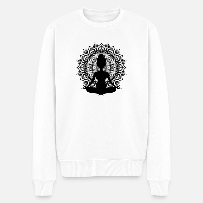 Meditation - Männer Premium Bio Pullover - Weiß