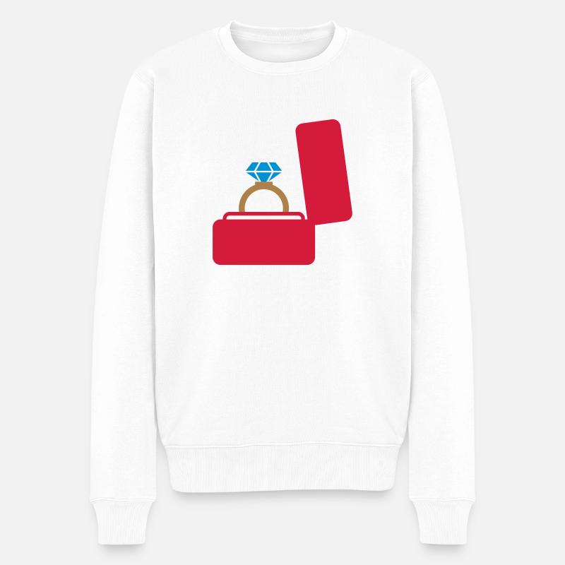 Ring Hochzeit Geschenk - Männer Premium Bio Pullover - Weiß