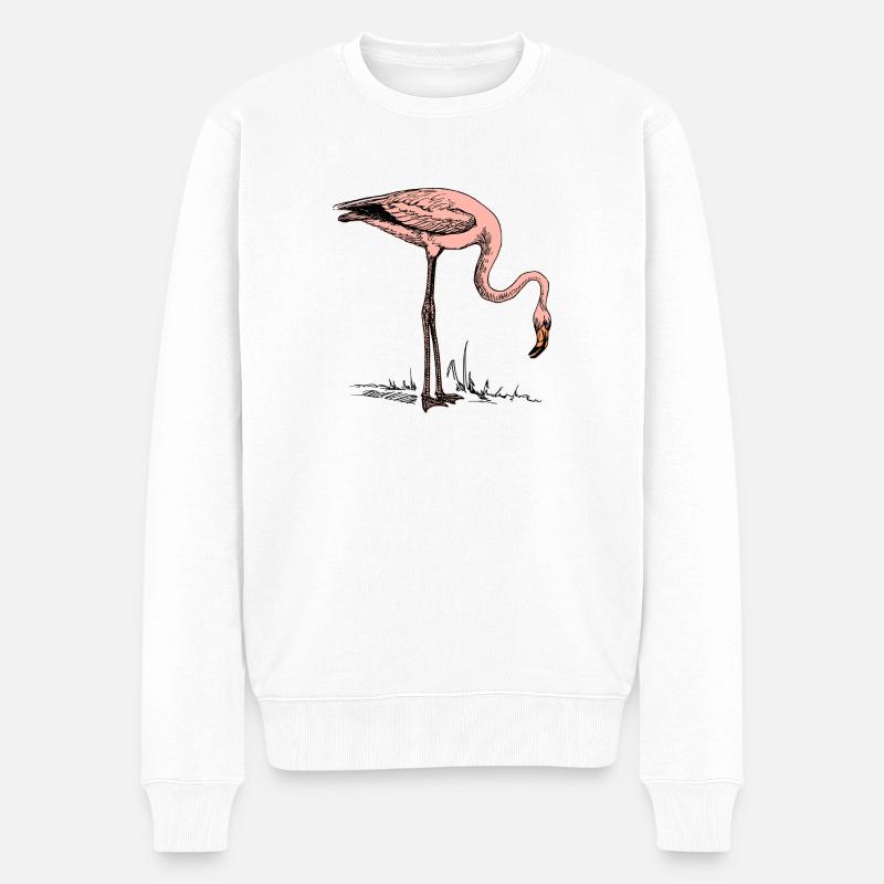 bird oiseau Flamingo nature faune - Pull Premium bio Homme - blanc