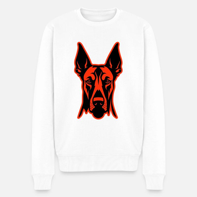 Doberman Hund Kopf - Männer Premium Bio Pullover - Weiß
