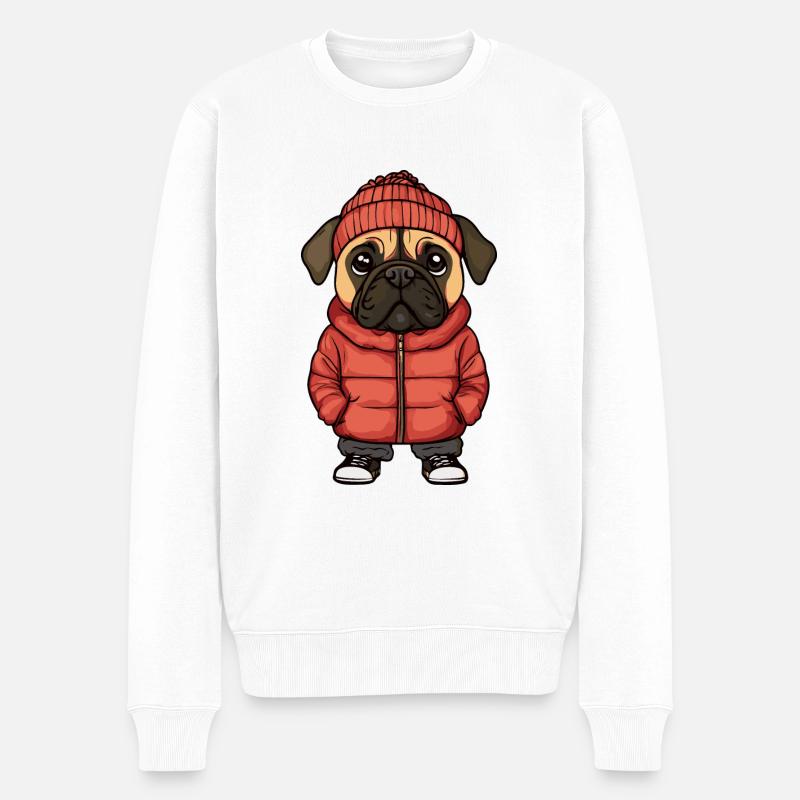 Bullmastiff Hund Winter - Männer Premium Bio Pullover - Weiß