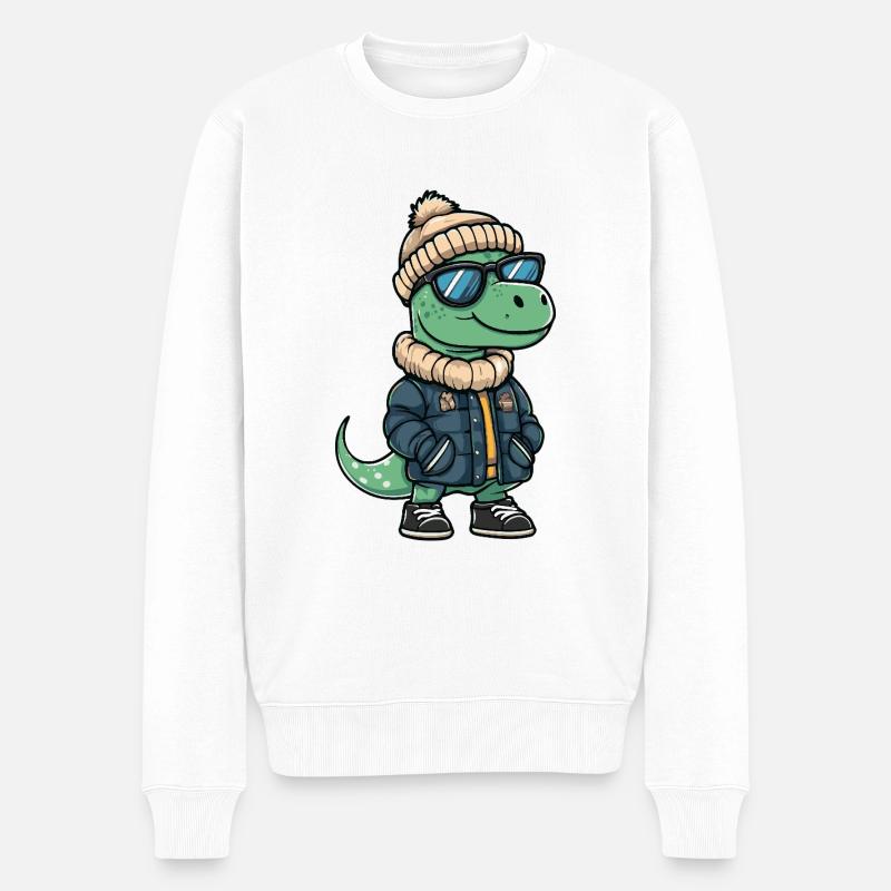 Dinosaurier brontosaurus Cool Comic - Männer Premium Bio Pullover - Weiß