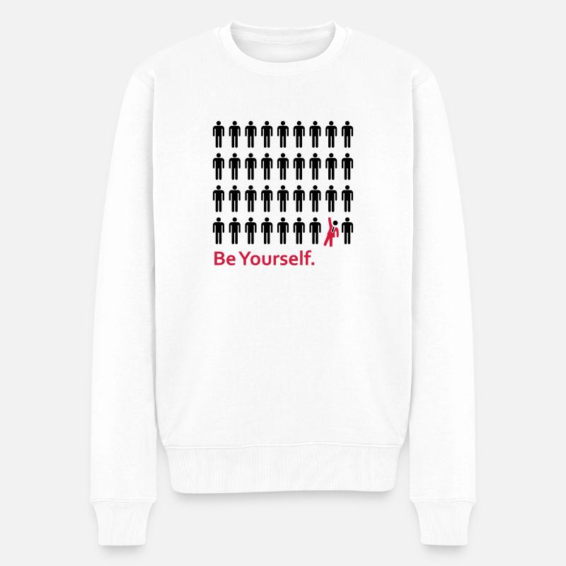 Be Yourself - Männer Premium Bio Pullover - Weiß