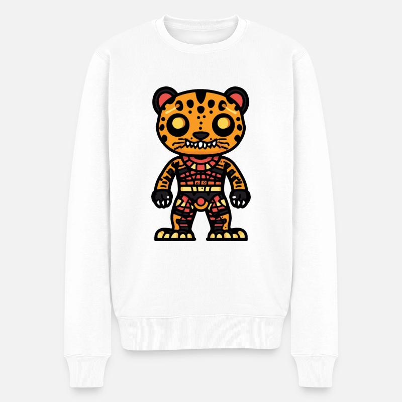 Leopard Halloween Comic Zombie - Männer Premium Bio Pullover - Weiß