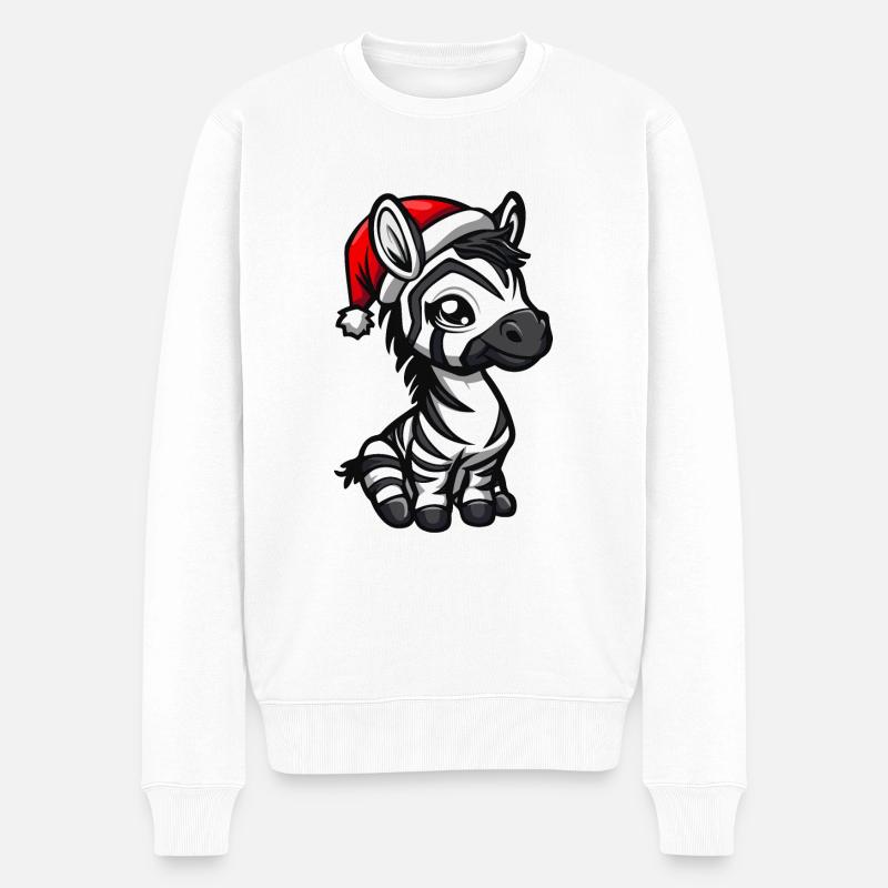 Zebra Weihnachten - Männer Premium Bio Pullover - Weiß