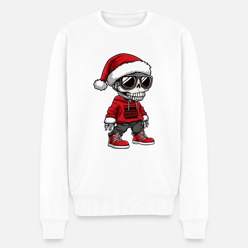 Skelett Weihnachten X-Mas - Männer Premium Bio Pullover - Weiß