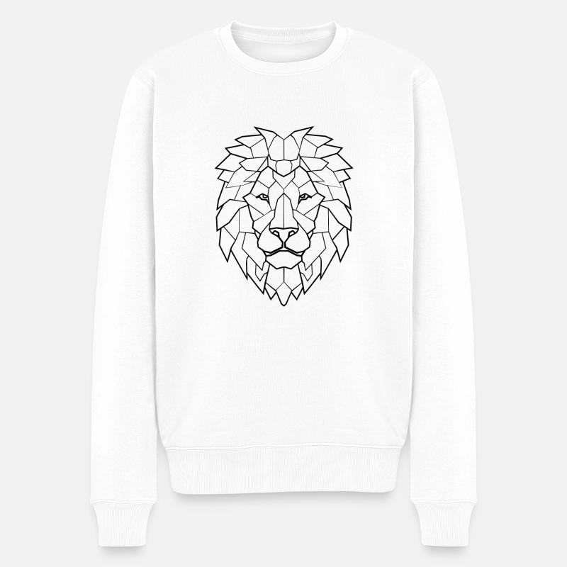Löwe - Männer Premium Bio Pullover - Weiß
