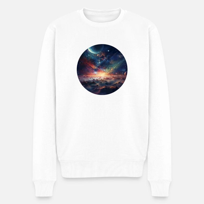Galaxiezauber - Unendliche Ferne - Männer Premium Bio Pullover - Weiß
