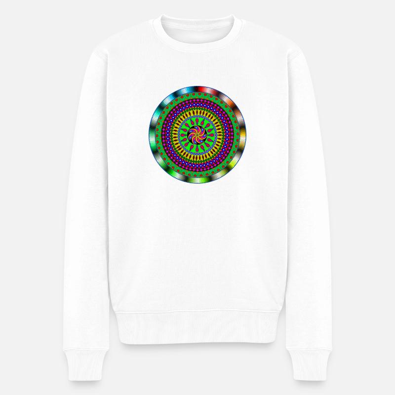 Mandala - Männer Premium Bio Pullover - Weiß
