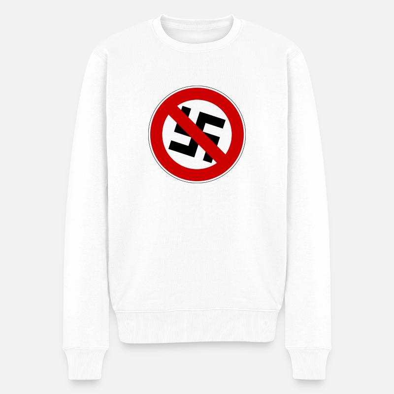 gegen Nazis - Männer Premium Bio Pullover - Weiß