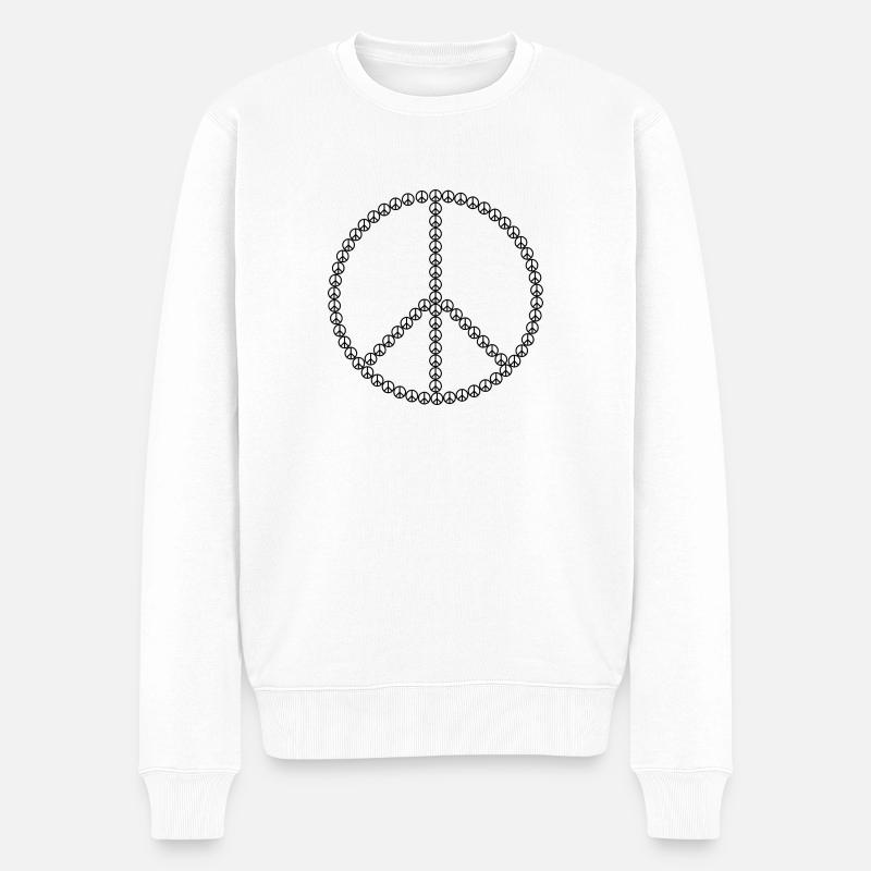 Peacezeichen - Männer Premium Bio Pullover - Weiß