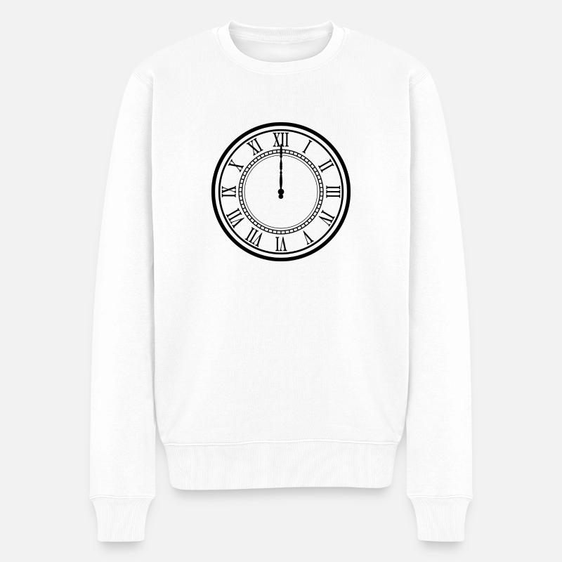 clock watch uhr time zeit - Männer Premium Bio Pullover - Weiß