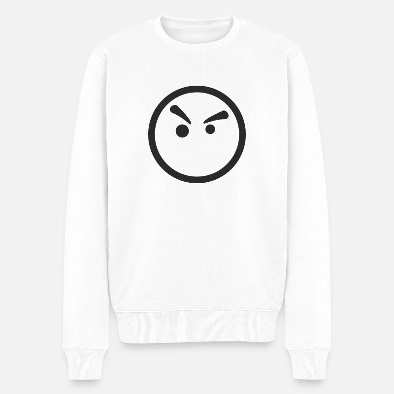 Smiley wütend - Männer Premium Bio Pullover - Weiß